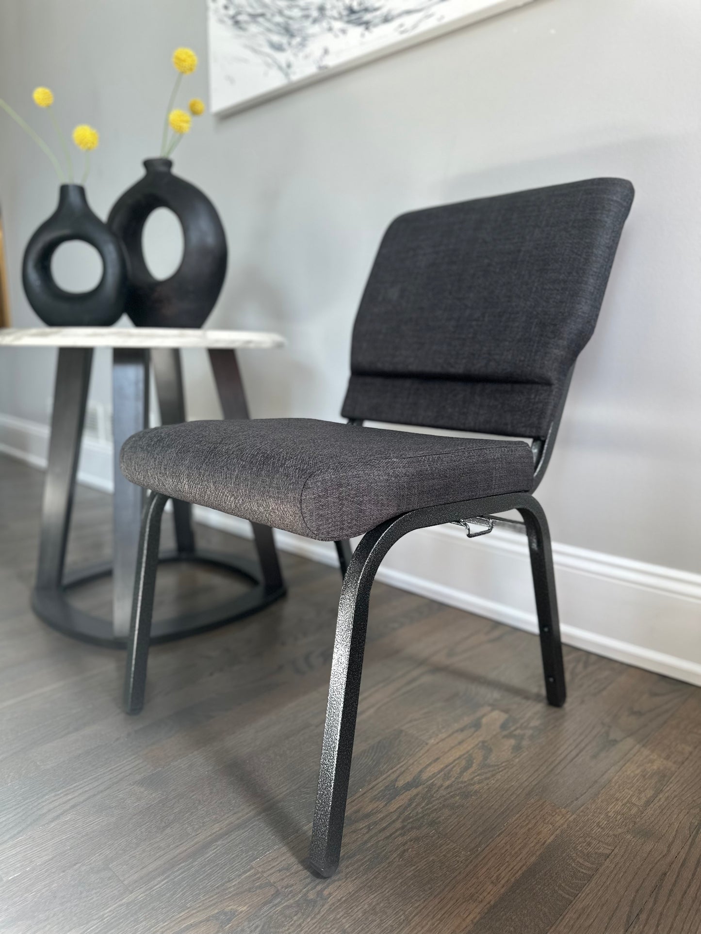 Tweeded Charcoal Grey Church Chair