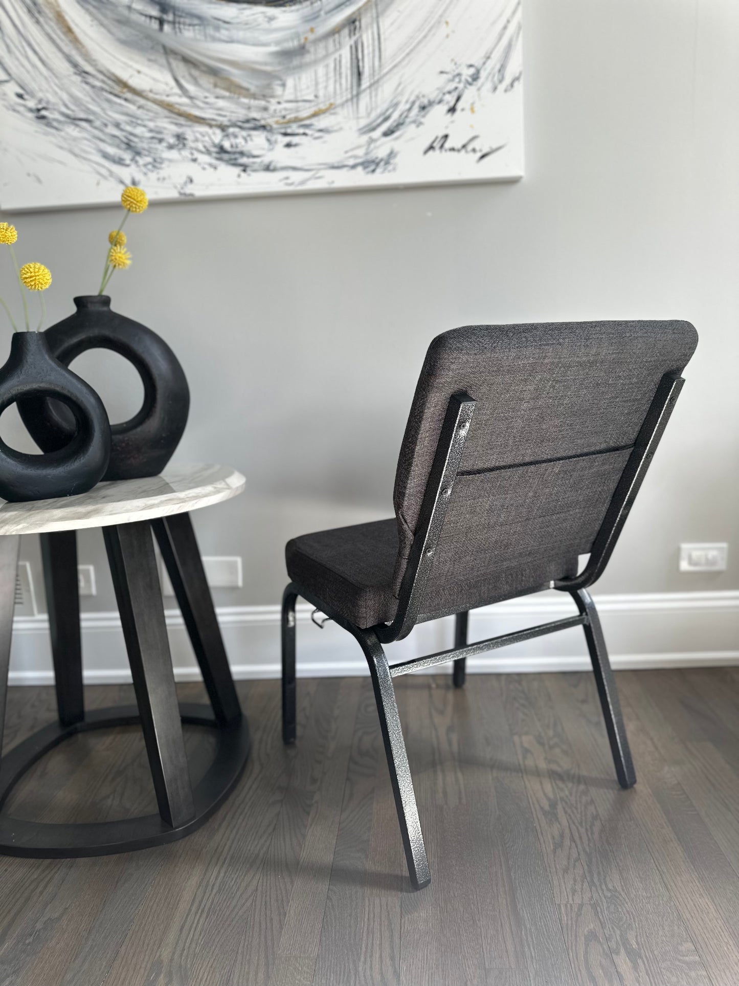 Tweeded Charcoal Grey Church Chair