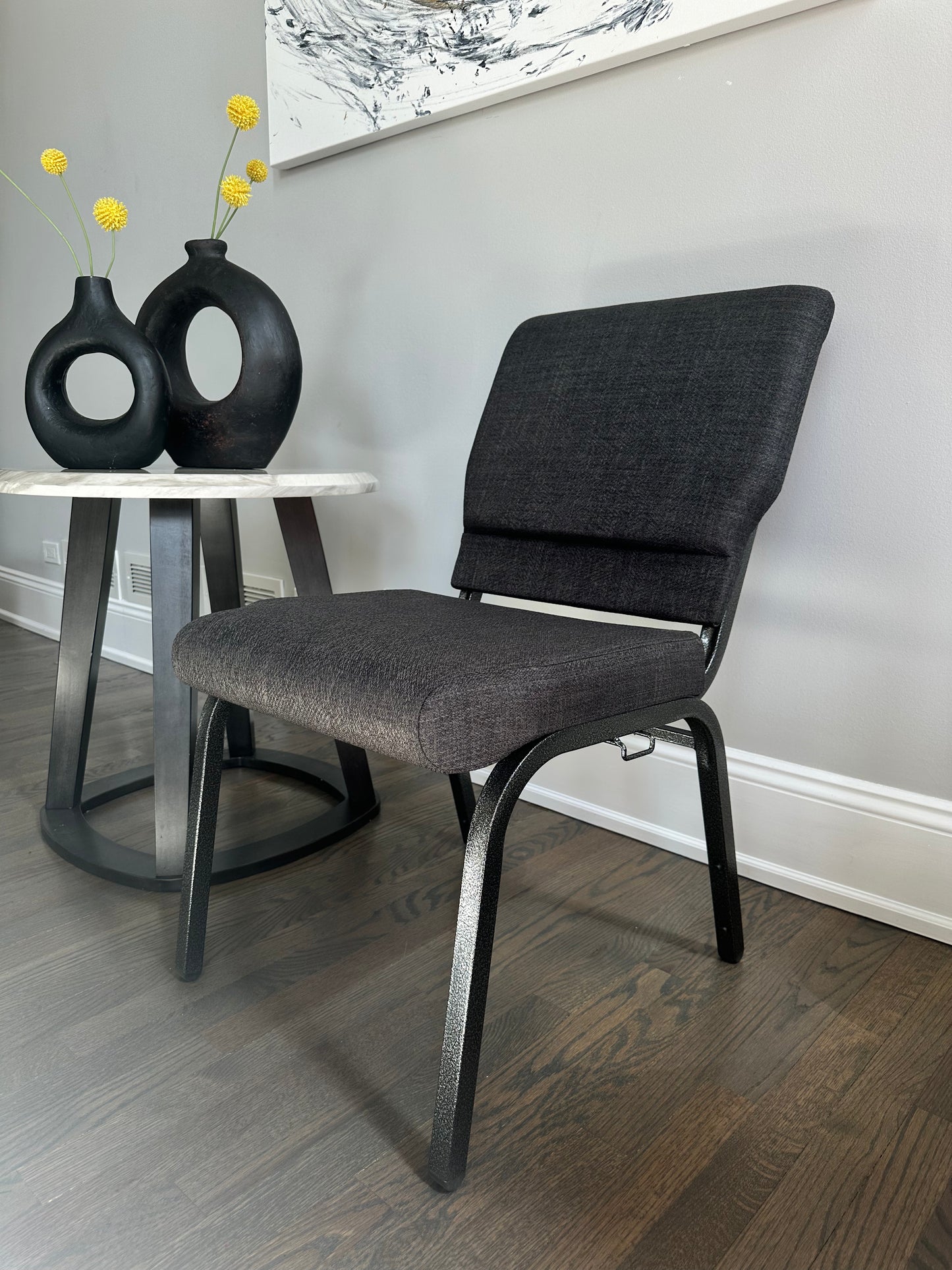 Tweeded Charcoal Grey Church Chair