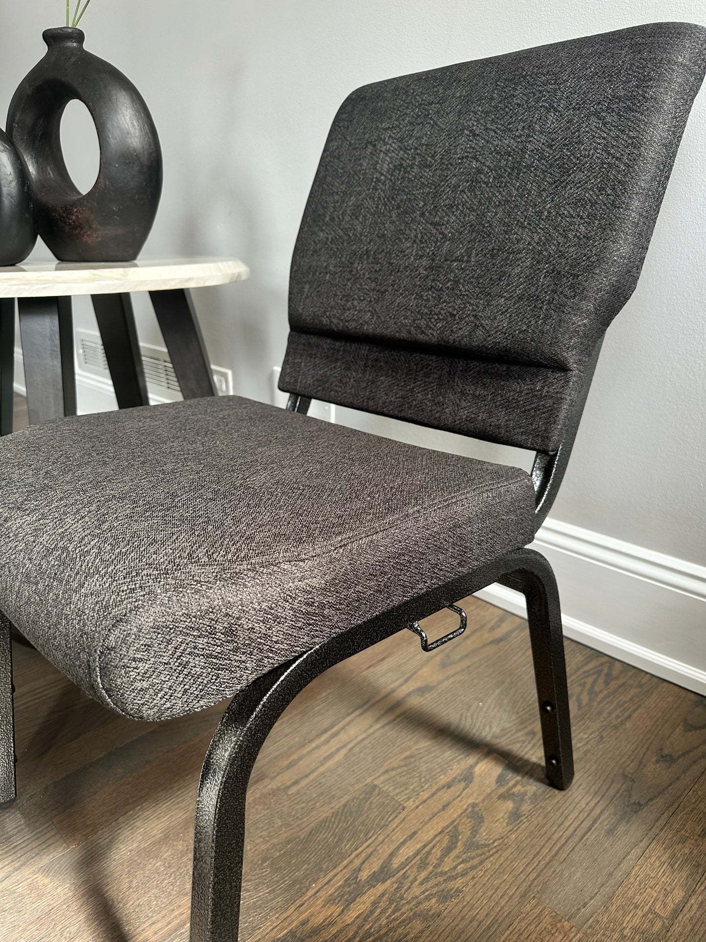 Tweeded Charcoal Grey Church Chair